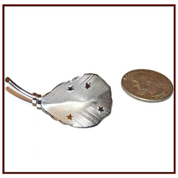Binder Brothers Sterling Silver Leaf Brooch with Stars - Picture 3 of 7